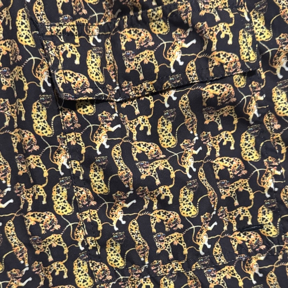 Jared Lang Mens M Black Animal Print Hybrid Swim Trunks Mesh Lined Board Shorts - Picture 9 of 10